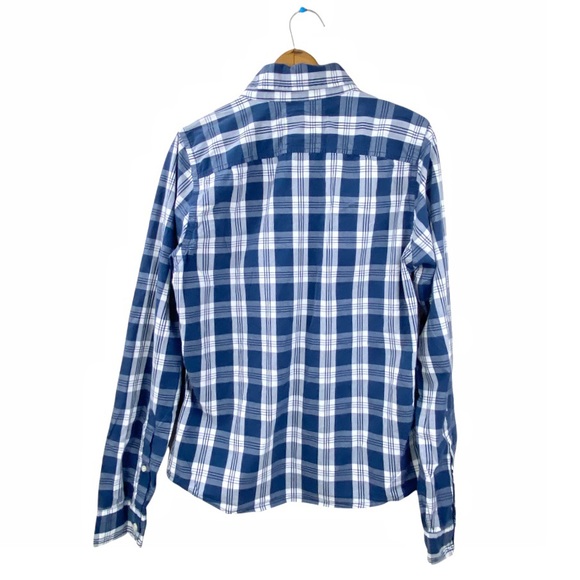 Hollister Blue Plaid Long Sleeve Button Down Collared Pocket Dress Shirt Men’s M - Picture 11 of 15